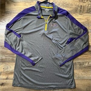 Louisiana State University Shirt Pullover Mens XXL Colosseum Gray Purple 1/4 Zip